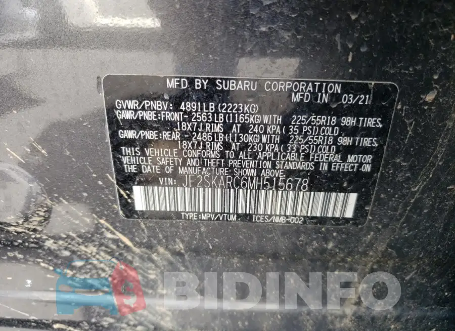 JF2SKARC6MH515678 Photo# 12