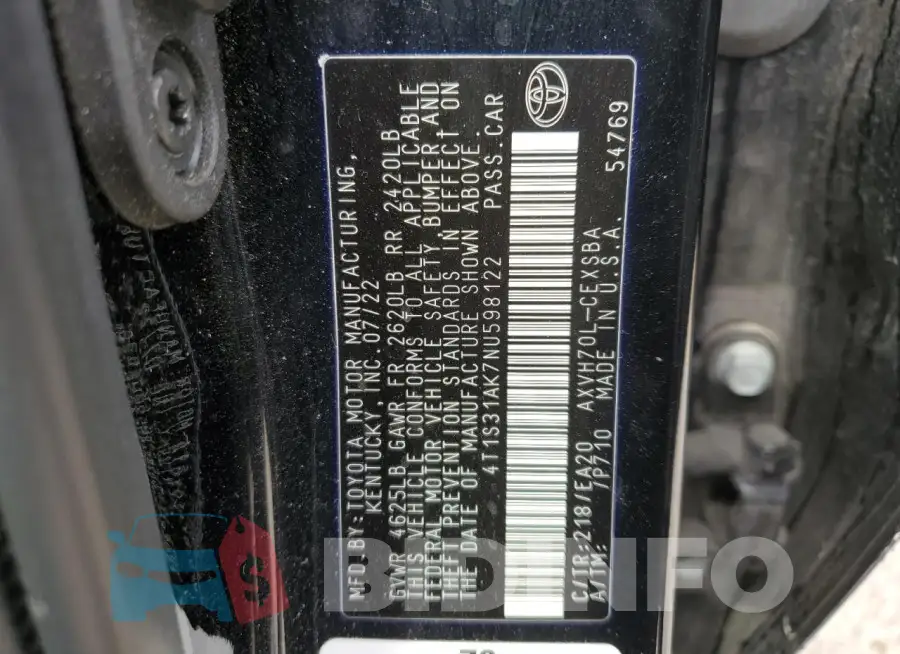 4T1S31AK7NU598122 Photo# 13