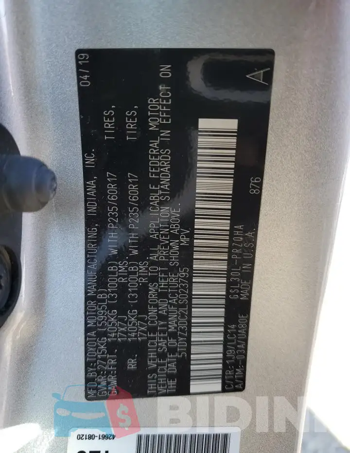 5TDYZ3DC2LS023795 Photo# 13