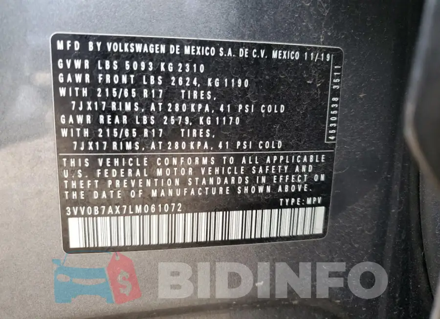 3VV0B7AX7LM061072 Photo# 13