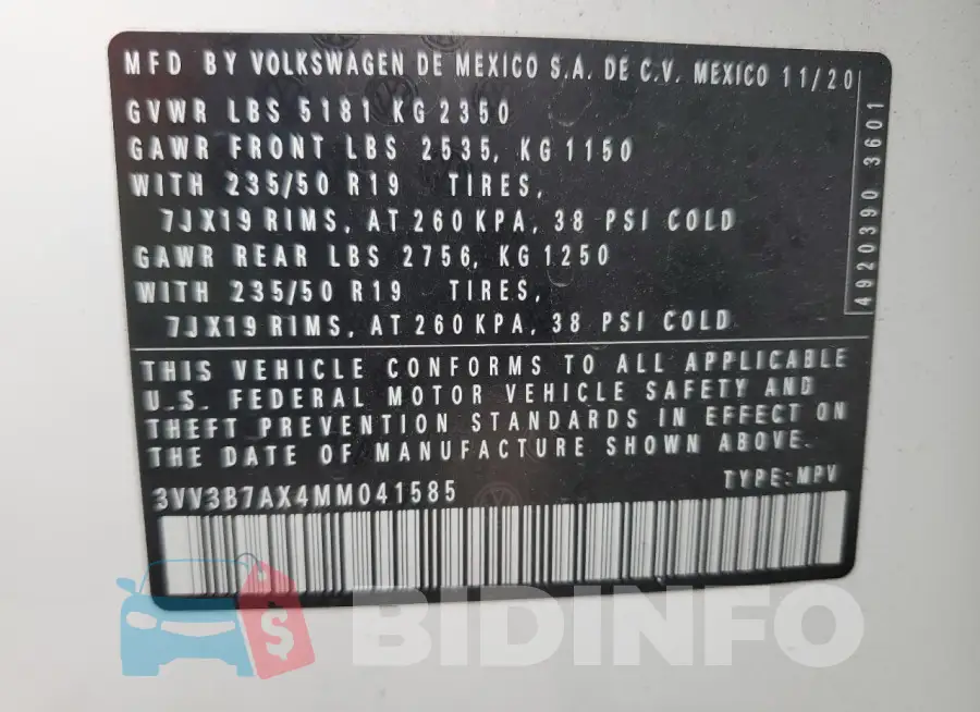 3VV3B7AX4MM041585 Photo# 12