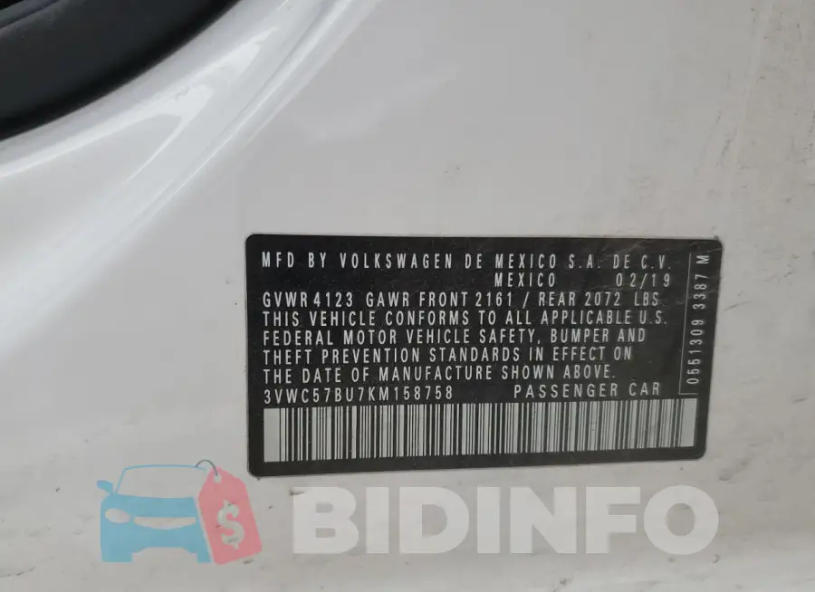 3VWC57BU7KM158758 Photo# 12