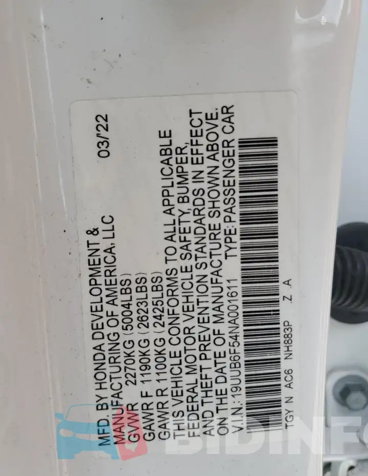 19UUB6F54NA001611 Photo# 12