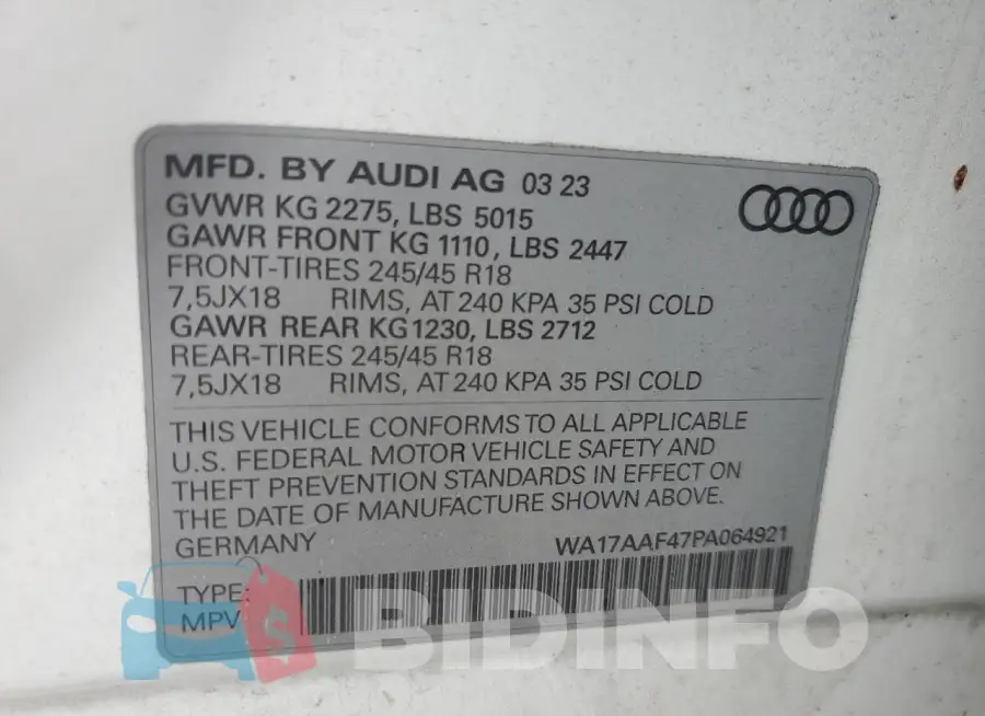 WA17AAF47PA064921 Photo# 13