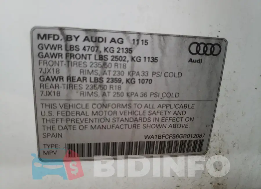 WA1BFCFS6GR012087 Photo# 12