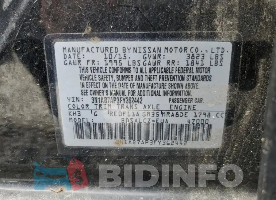 3N1AB7AP3FY362442 Photo# 12