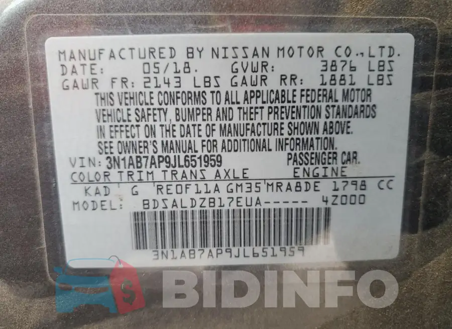 3N1AB7AP9JL651959 Photo# 12