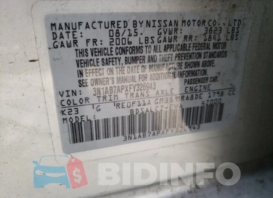 3N1AB7APXFY326943 Photo# 12