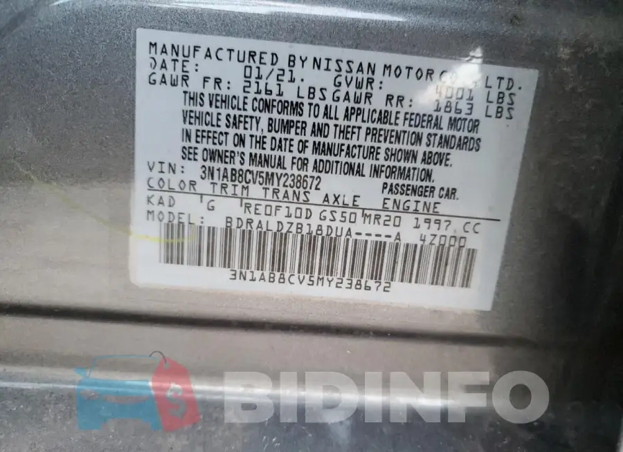 3N1AB8CV5MY238672 Photo# 12