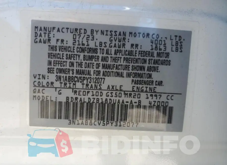 3N1AB8CV5PY312077 Photo# 12