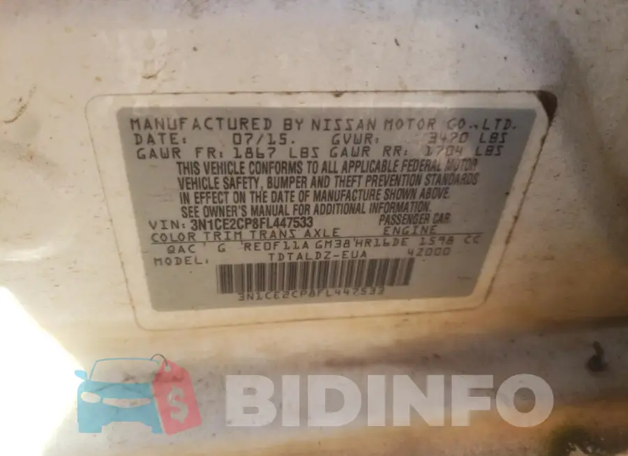 3N1CE2CP8FL447533 Photo# 12