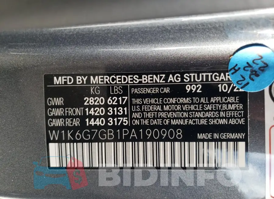 W1K6G7GB1PA190908 Photo# 13