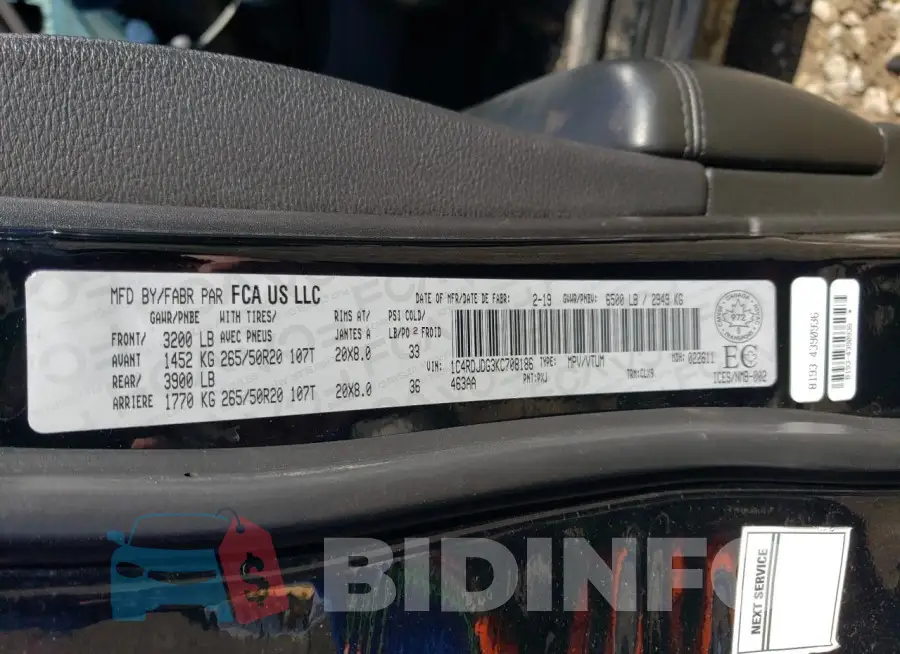 1C4RDJDG3KC708186 Photo# 14