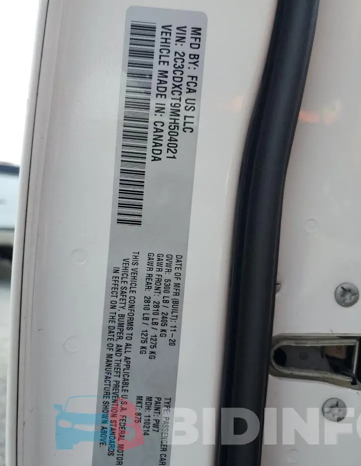 2C3CDXCT9MH504021 Photo# 12