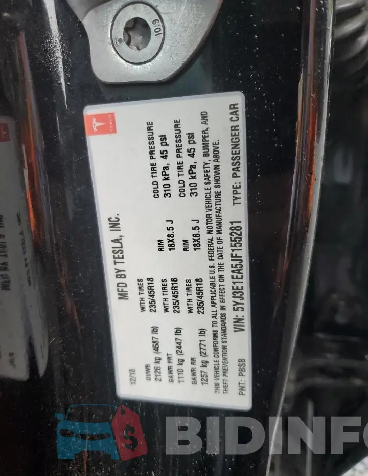 5YJ3E1EA5JF155281 Photo# 12