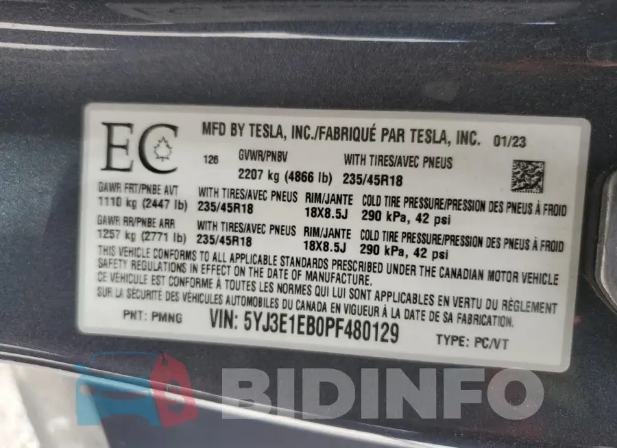 5YJ3E1EB0PF480129 Photo# 13