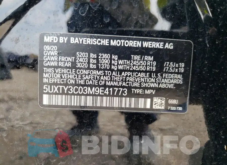 5UXTY3C03M9E41773 Photo# 14