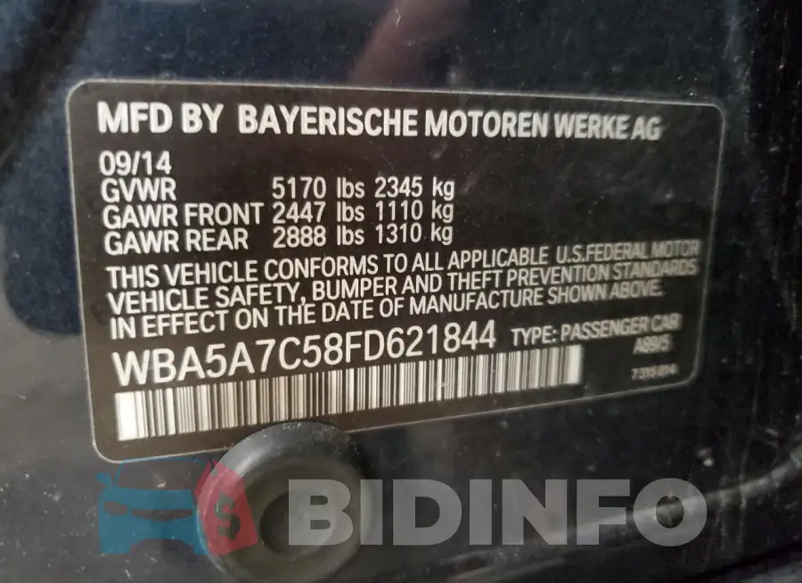 WBA5A7C58FD621844 Photo# 12