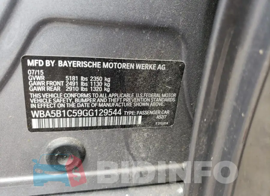 WBA5B1C59GG129544 Photo# 12