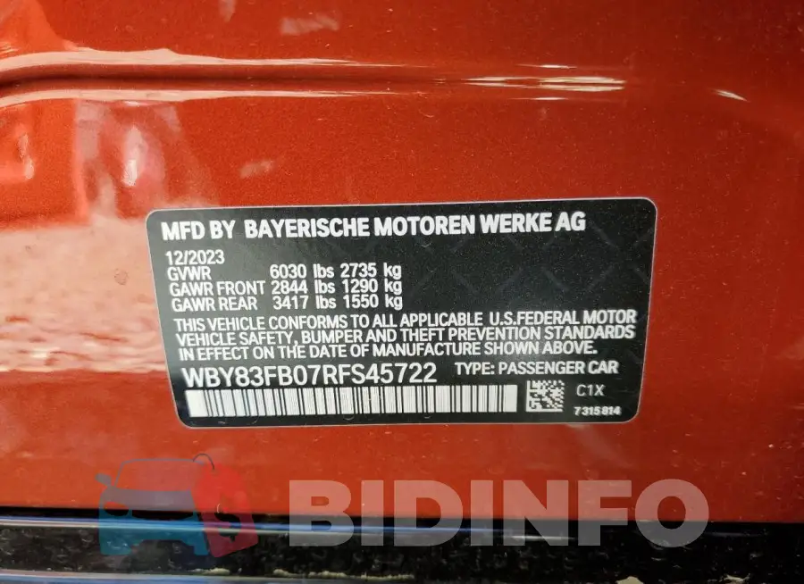 WBY83FB07RFS45722 Photo# 12
