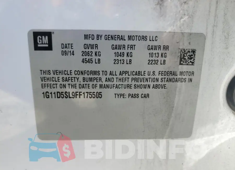 1G11D5SL9FF175505 Photo# 13