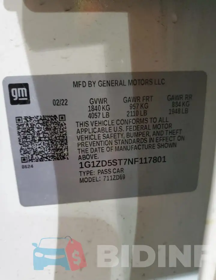 1G1ZD5ST7NF117801 Photo# 13