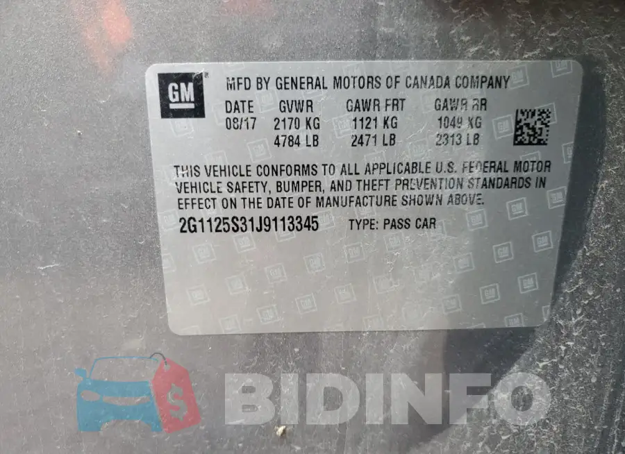 2G1125S31J9113345 Photo# 12