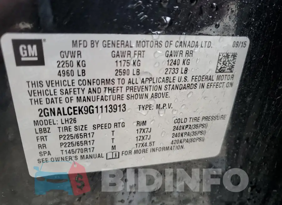 2GNALCEK9G1113913 Photo# 13
