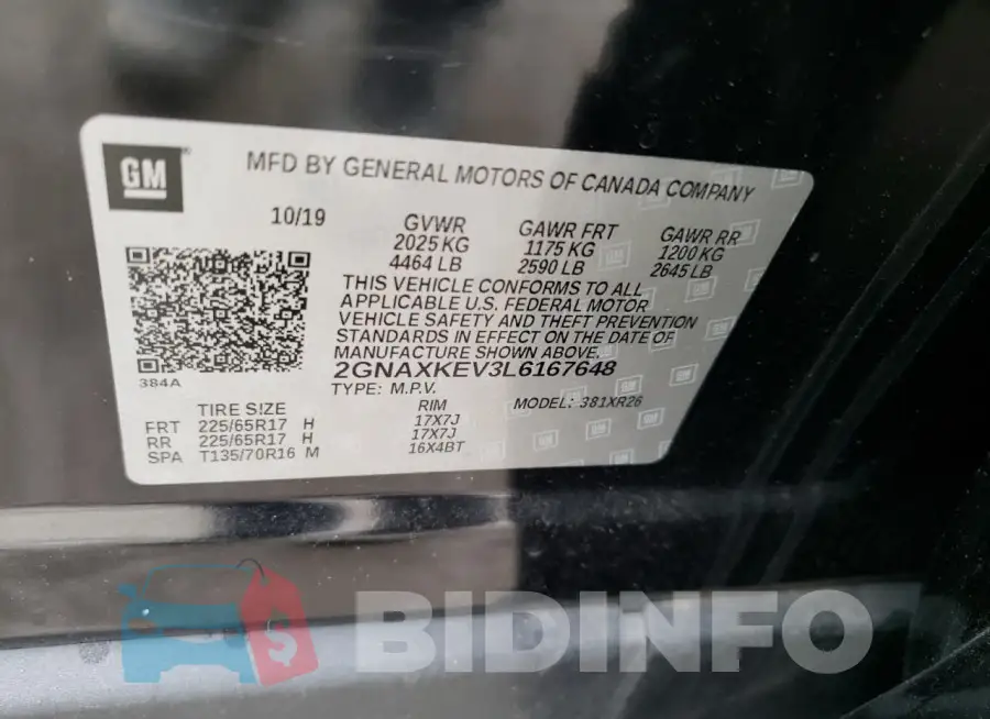 2GNAXKEV3L6167648 Photo# 13