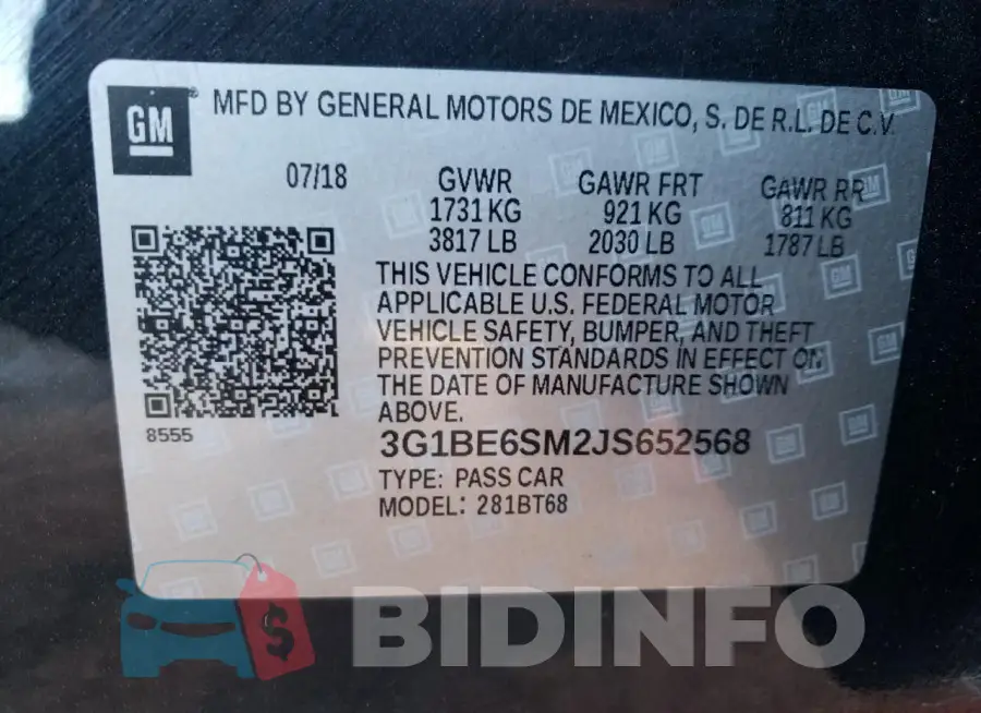 3G1BE6SM2JS652568 Photo# 13