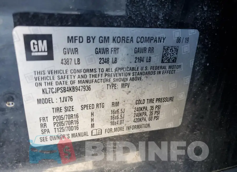 KL7CJPSB4KB947936 Photo# 13