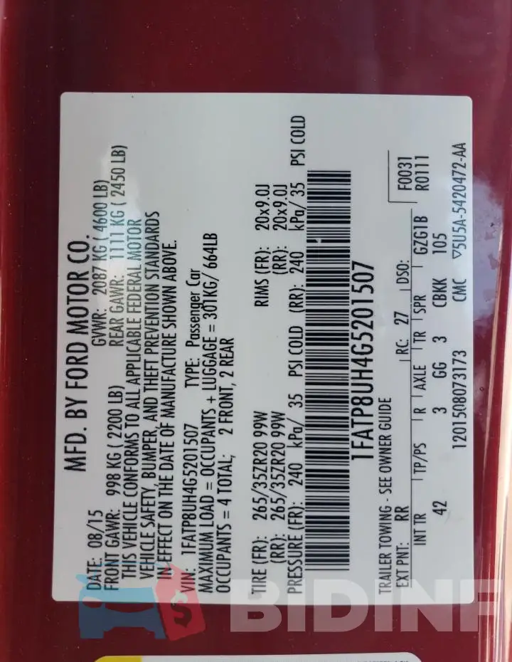 1FATP8UH4G5201507 Photo# 12