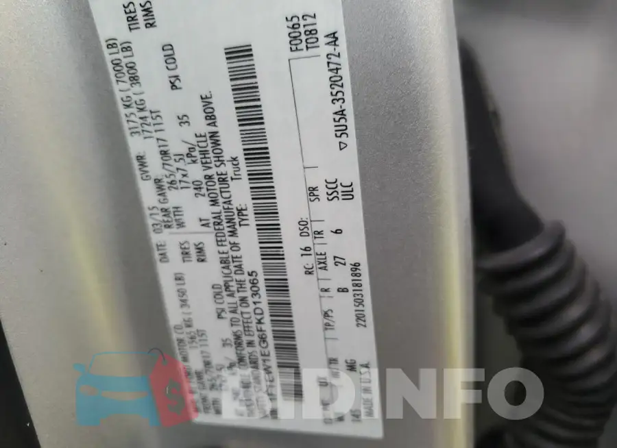 1FTEW1EG6FKD13065 Photo# 12