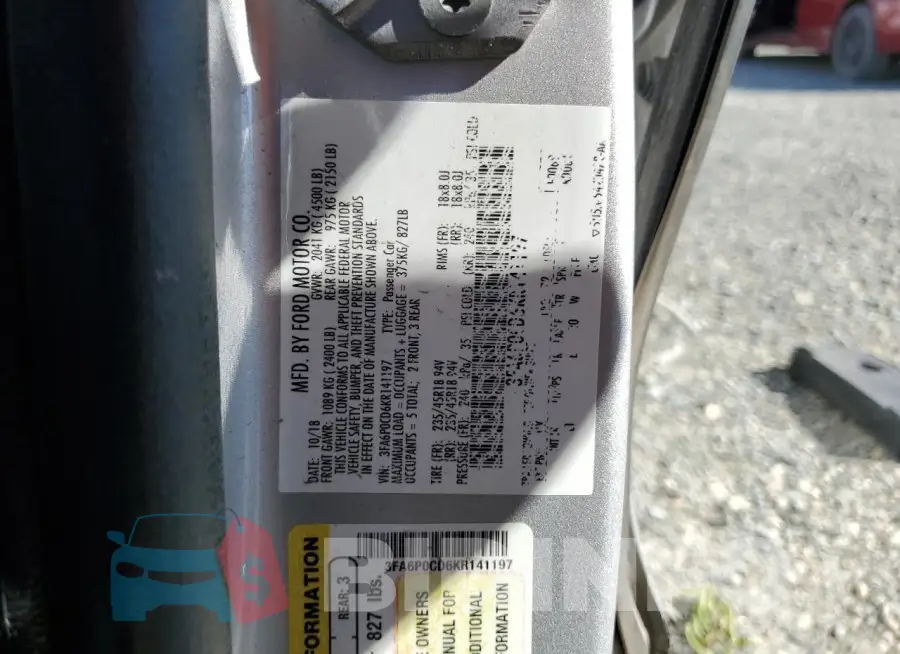 3FA6P0CD6KR141197 Photo# 12