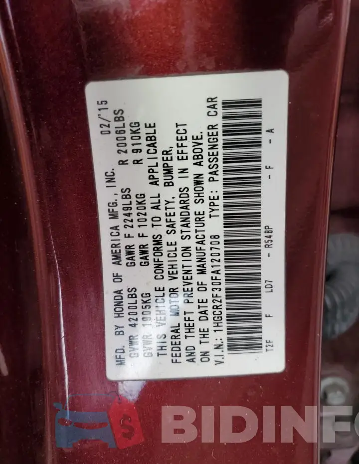 1HGCR2F30FA120708 Photo# 12