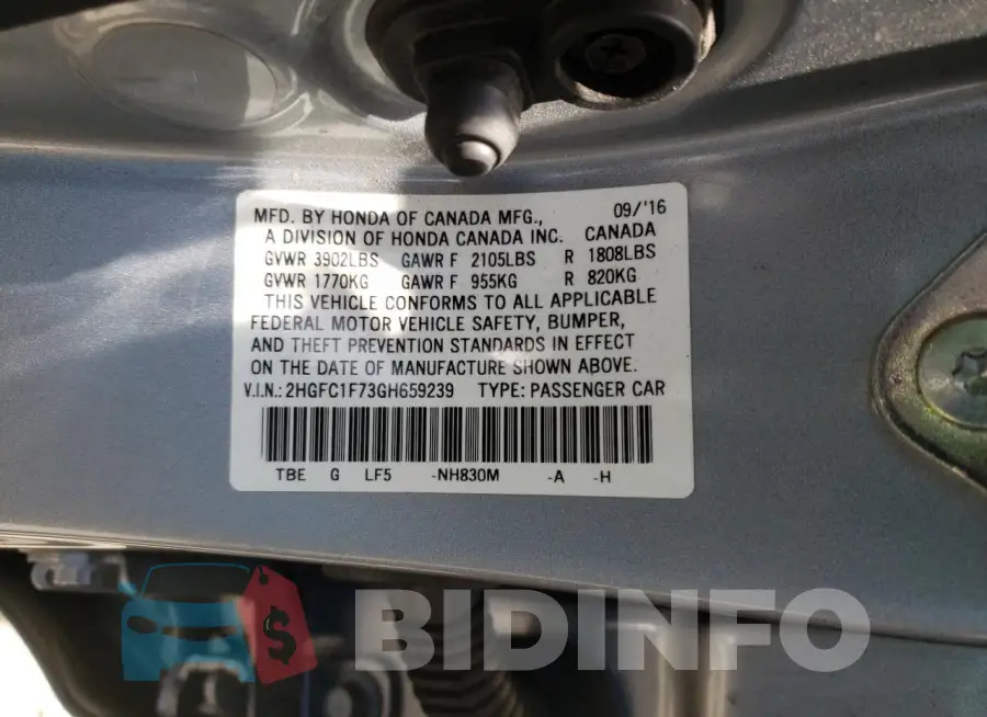 2HGFC1F73GH659239 Photo# 12