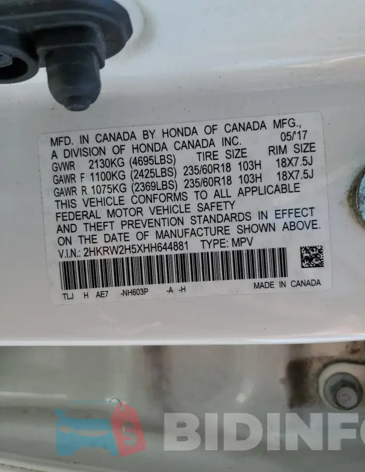 2HKRW2H5XHH644881 Photo# 12