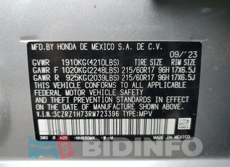 3CZRZ1H73RM723396 Photo# 14