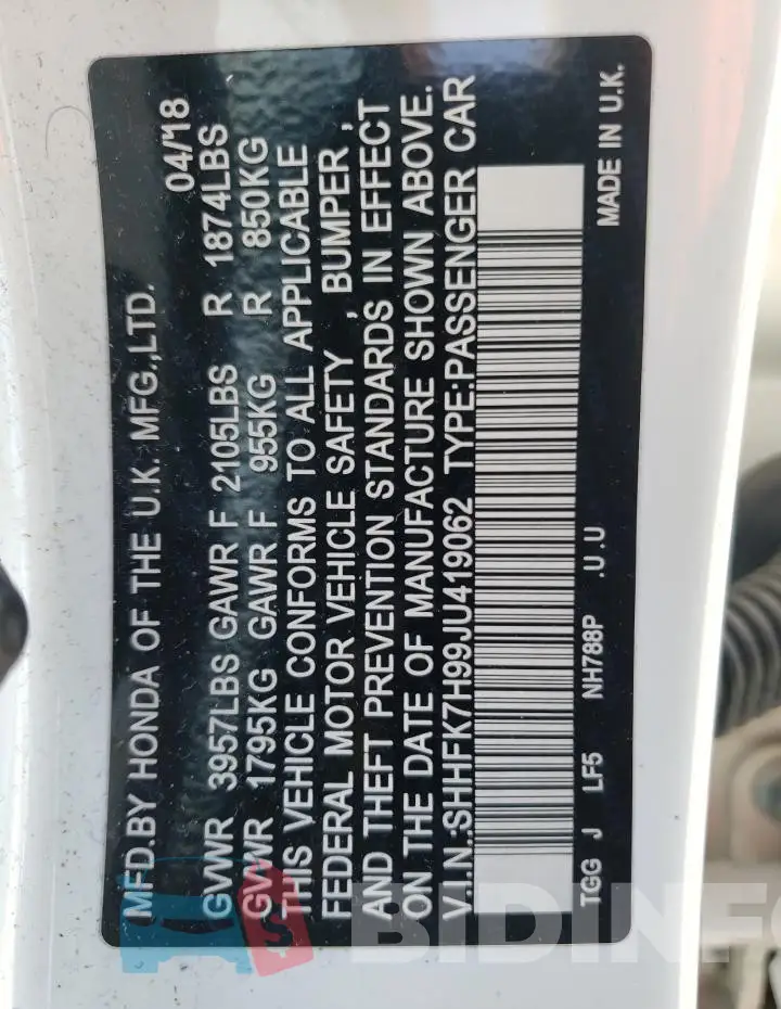 SHHFK7H99JU419062 Photo# 12