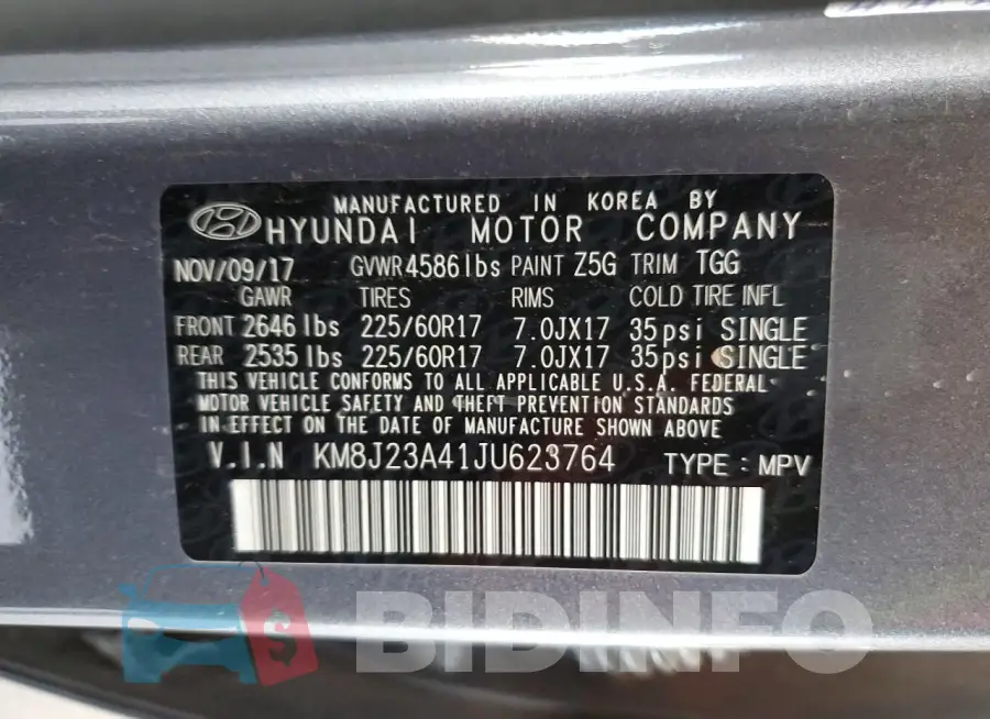 KM8J23A41JU623764 Photo# 12