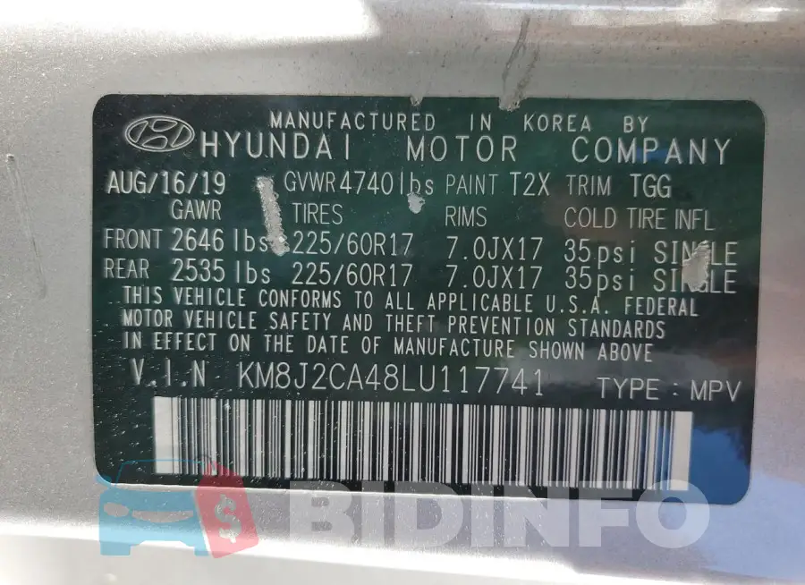 KM8J2CA48LU117741 Photo# 13