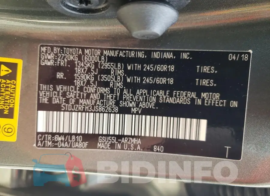 5TDJZRFH3JS862638 Photo# 13