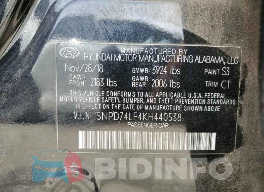 5NPD74LF4KH440538 Photo# 12