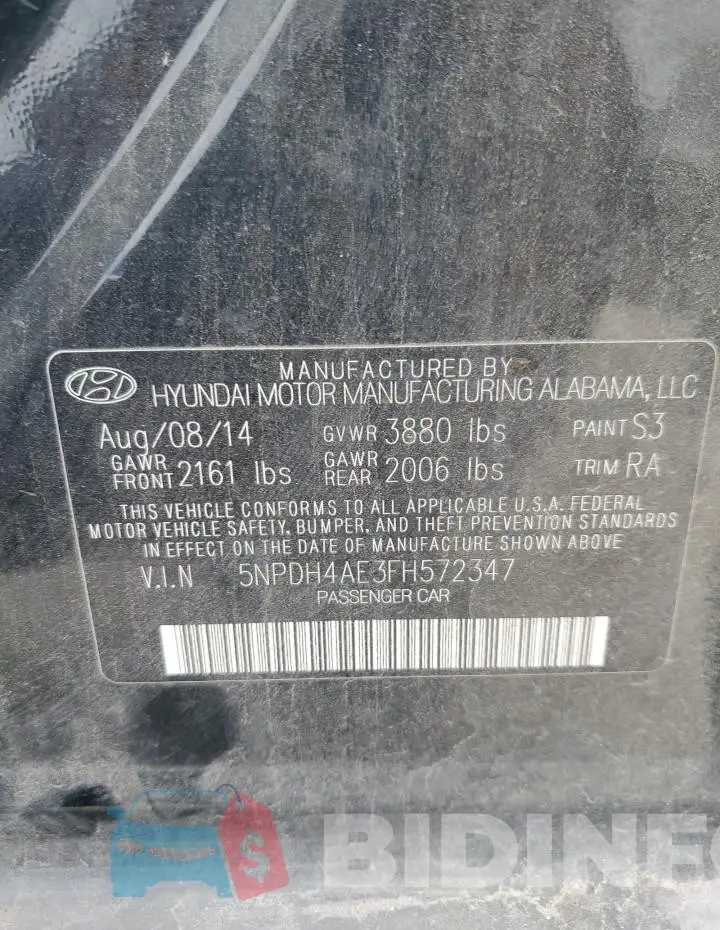 5NPDH4AE3FH572347 Photo# 12
