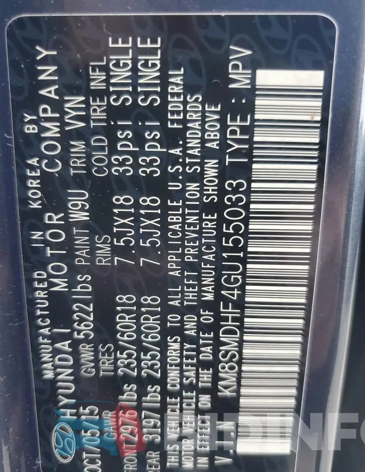 KM8SMDHF4GU155033 Photo# 13