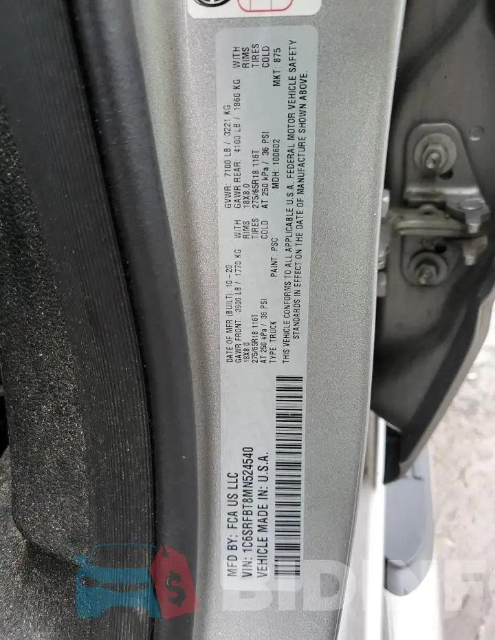 1C6SRFBT8MN524540 Photo# 12
