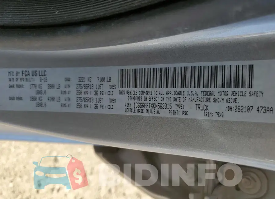 1C6SRFFTXKN563315 Photo# 12