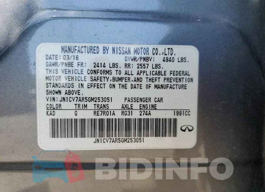 JN1CV7AR5GM253051 Photo# 12