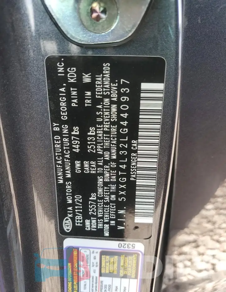 5XXGT4L32LG440937 Photo# 13