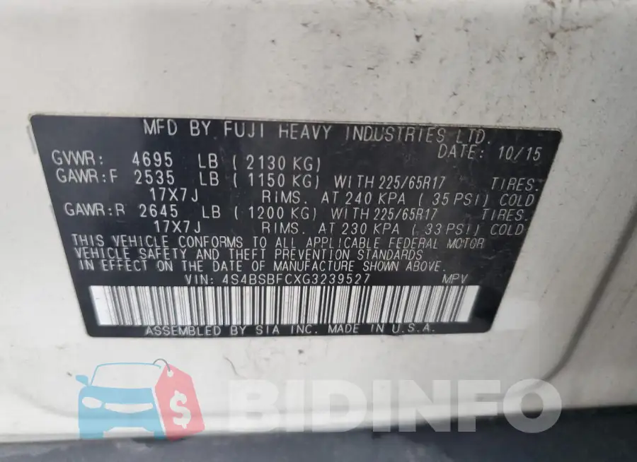 4S4BSBFCXG3239527 Photo# 12